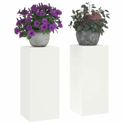 Supports de Plantes d'Ext&eacute;rieur set de 2 blancs, 24x24x55 cm, Acier