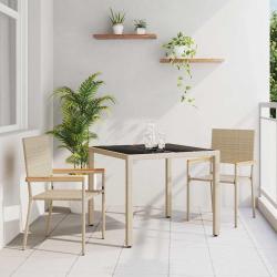 Ensemble de salle &agrave; manger pour jardin 3 pcs Beige polyrotin