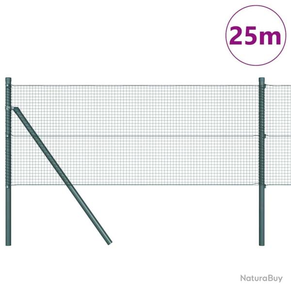 Set de poteaux de cl�ture Set de 2 Vert M�tal 25 x 0.5 m