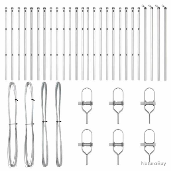 Poteaux de cl�ture 26 pcs �32 mm 120 cm en acier galvanis�