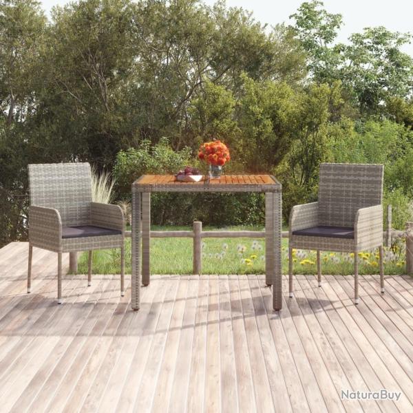 Table de jardin dessus en bois Gris 90x90x75 cm R�sine tress�e