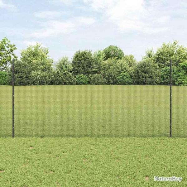 Cl�ture en Fil Soud� avec 22 Poteaux Gris 1.2x25 m Acier