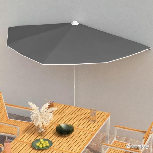 Demi-parasol de jardin avec m�t 180x90 cm anthracite