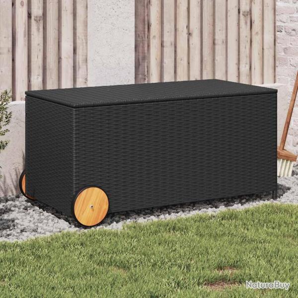 Bo�te de rangement de jardin et roues noir 190L r�sine tress�e