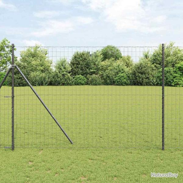 Cl�ture Euro , avec 7 poteaux, 1,5 x 10 m, en acier galvanis� gris