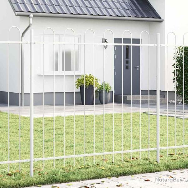 Cl�ture de jardin , blanche avec sommet en arc, 3,4x1,5 m en acier