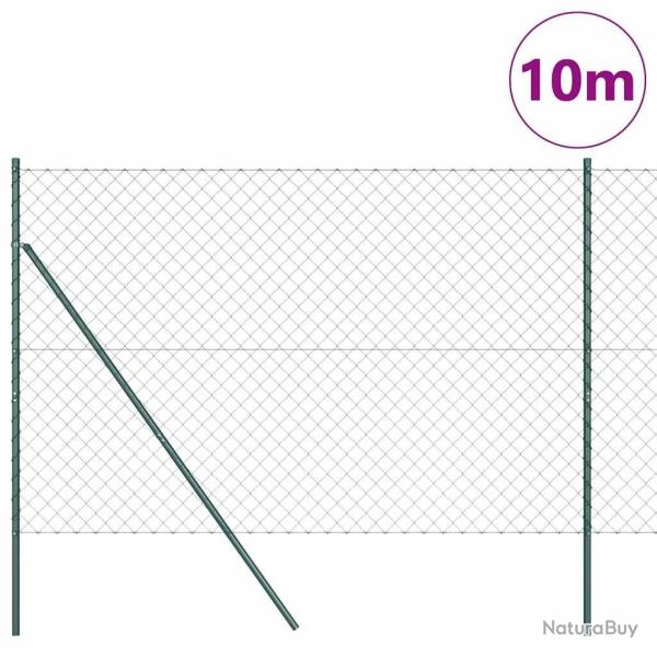 Jeu de Poteaux de Cl�ture Vert 1.6 x 10 m Acier galvanis�