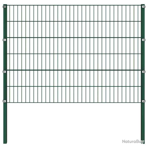 Panneau de cl�ture avec poteaux Fer 1,7 x 1,2 m Vert