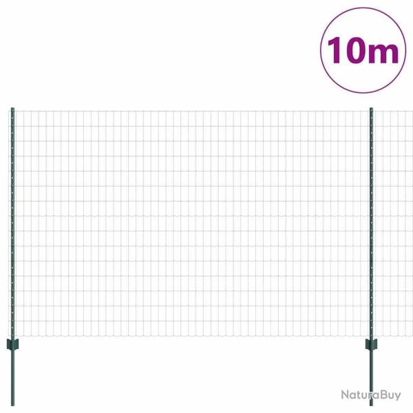 Cl�ture Euro avec 5 poteaux U Verte 1,5x10 m Acier