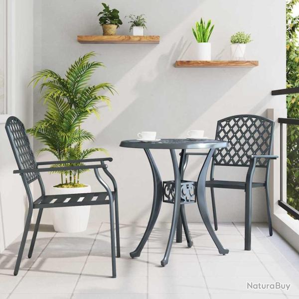 Chaises de jardin 2 pi�ces empilables en acier anthracite