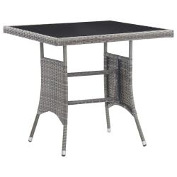Table de jardin gris 80x80x74 cm r&eacute;sine tress&eacute;e