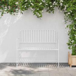 Banc de jardin Blanc Uni 103,5 x 51,5 x 90 cm Acier