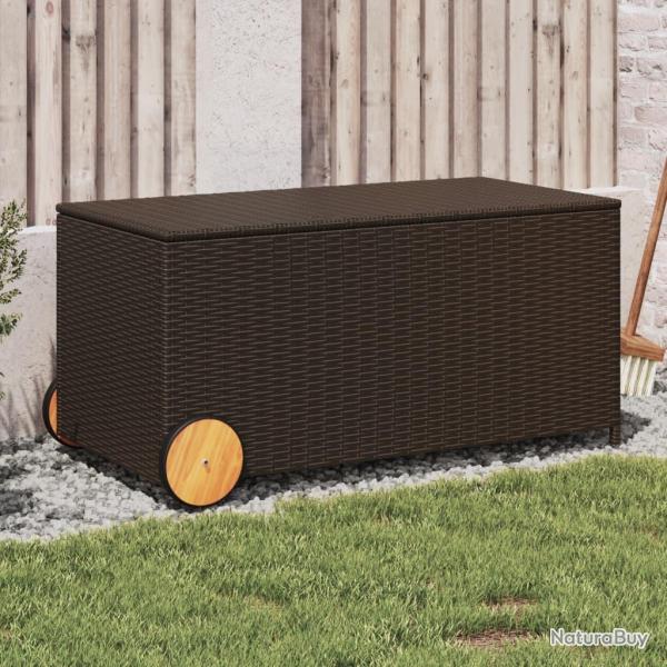 Bo�te de rangement de jardin et roues marron 190L poly rotin