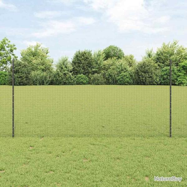 Cl�ture en fil soud� avec 22 poteaux U gris 1.2x25 m en acier
