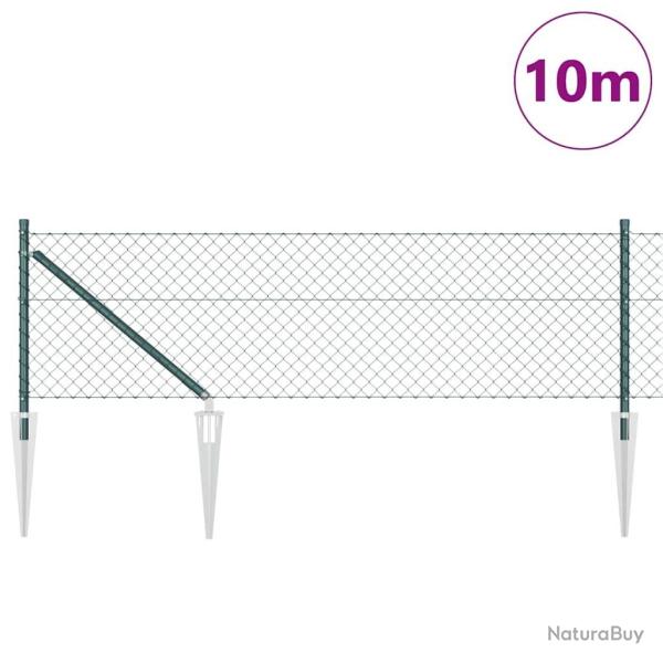 Jeu de Poteaux de Cl�ture Vert 0.8 x 10 m Acier galvanis�