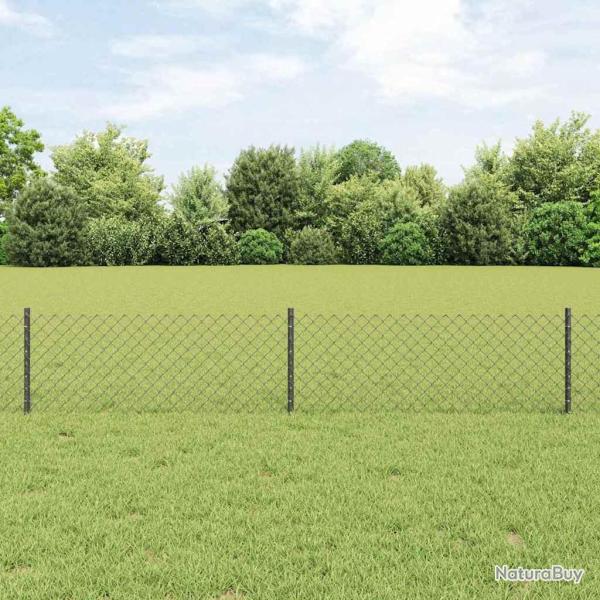 Cl�ture en treillis avec 22 poteaux en U Gris 0.4x25 m Acier