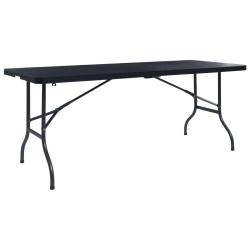Table pliable de jardin Noir 180x75x72 cm PEHD Imitation rotin