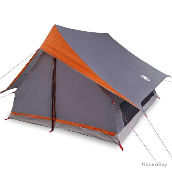 Tente Familiale A-Frame 7 personnes, grise et orange, impermable.