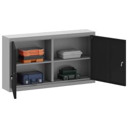 Armoire &agrave; outils avec &eacute;tag&egrave;re Noir et gris 50 x 20 x 55 cm