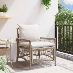 Chaise de jardin avec coussin Beige 73 x 61 x 77 cm polyrotin