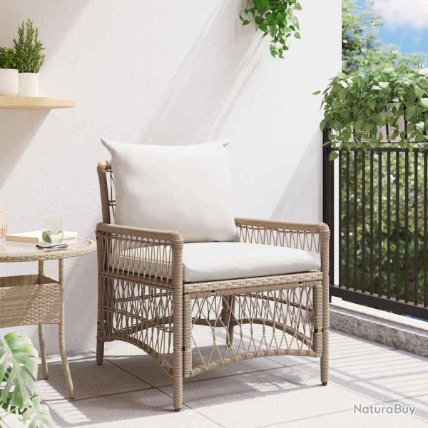 Chaise de jardin avec coussins Beige 60x70x78 cm en poly rotin