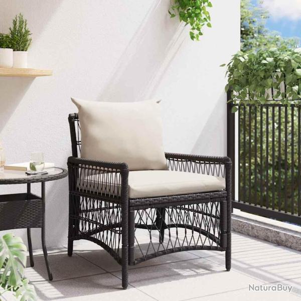 Chaise de jardin avec coussins noire 60x70x78 cm en osier
