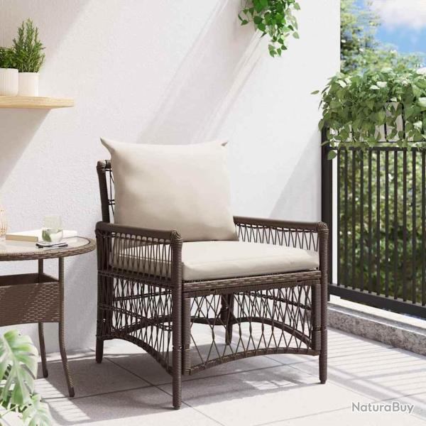 Fauteuil de jardin avec coussins Marron 60x70x78 cm en poly rattan