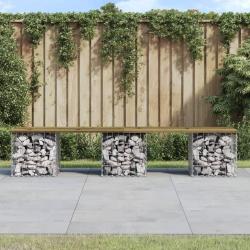 Banc de jardin design gabion 203x44x42 cm bois de pin impr&eacute;gn&eacute;