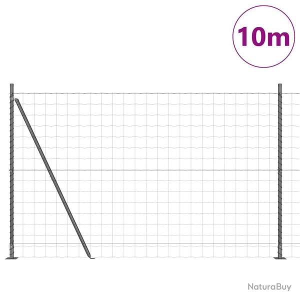 Cl�ture Euro avec 7 poteaux � brides 1,6 x 10 m en acier galvanis�