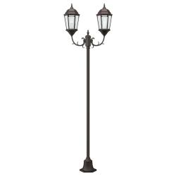 Poteau de lumi&egrave;re de jardin 2 lampes E27 bronze 220 cm en aluminium