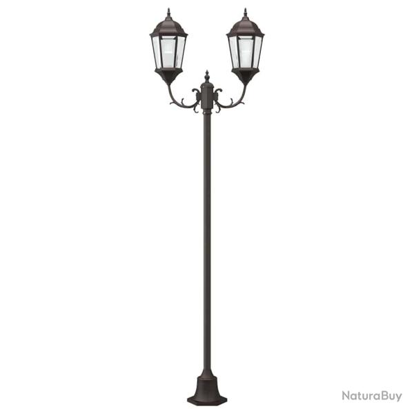 Poteau de lumi�re de jardin 2 lampes E27 bronze 220 cm en aluminium