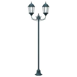 Lampadaire de jardin &agrave; 2 lampes E27 Vert 220 cm en aluminium
