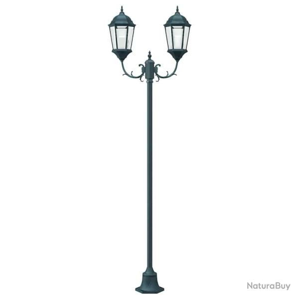 Lampadaire de jardin � 2 lampes E27 Vert 220 cm en aluminium