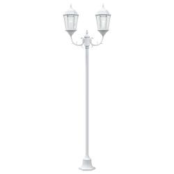 Lampadaire de jardin 2 lampes E27 blanc 220 cm en aluminium