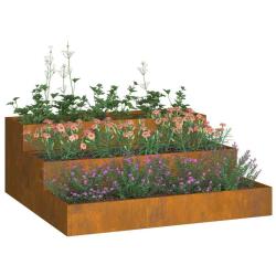 jardini&egrave;re 3 niveaux 90x90x35 cm en Acier Corten