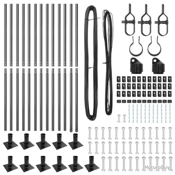 Ensemble de poteaux de cl�ture 13 pcs Gris �32mm 160 cm B�ton