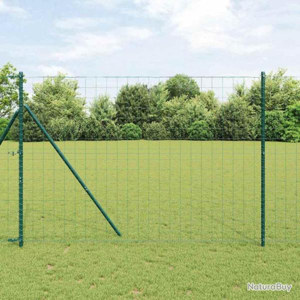 Cl�ture Euro avec 7 poteaux, taille 1,6 x 10 m, en acier galvanis� vert.