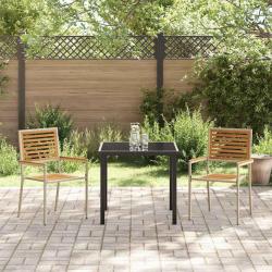 Chaises empilables de jardin 2 pcs Marron et beige
