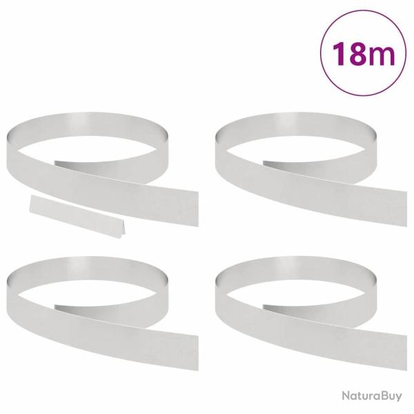 Bordure de jardin 4 pcs Argent 450 x 10 cm Acier inoxydable
