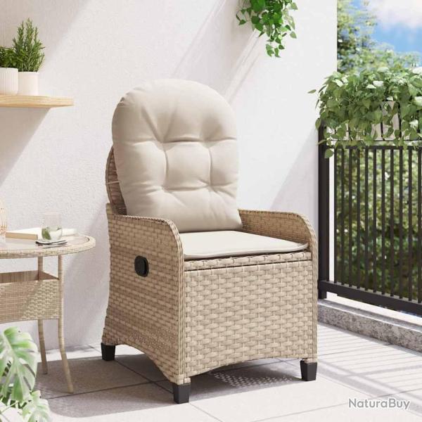 Fauteuil relax avec coussin en poly rattan beige