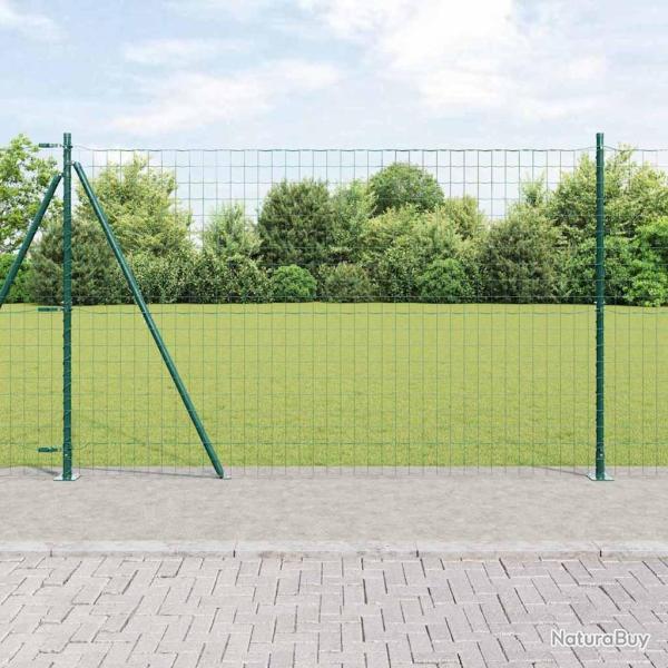 Cl�ture Euro avec 7 poteaux � bride 1,6 x 10 m en acier galvanis�
