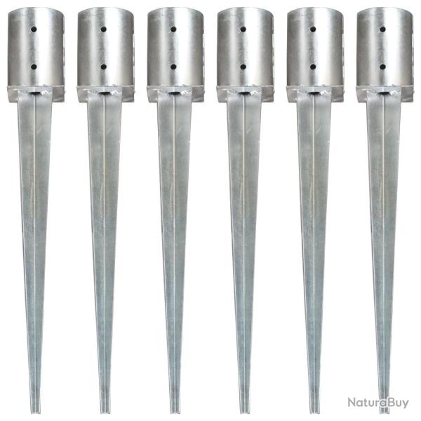 Piquets au sol 6 pcs Argent� 10x76 cm Acier galvanis�