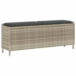 Banc de jardin coussin gris clair 110x30x40,5 cm r&eacute;sine tress&eacute;e