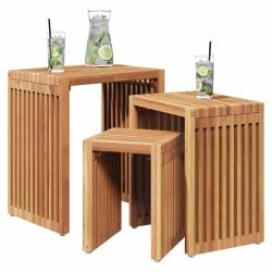 Table d'appoint de jardin 3 pcs Marron 33 x 44,5 x 51 cm
