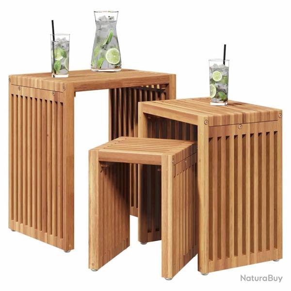 Set de Tables Gigognes 3 pcs en Bois Massif Teck