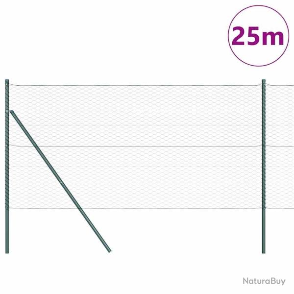 Set de Cl�ture Set de 2 Vert M�tal 25 x 1,2 m Robuste