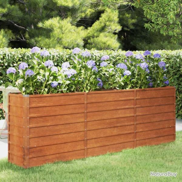 Lit sur�lev� de jardin rouill� 240x40x77 cm acier corten