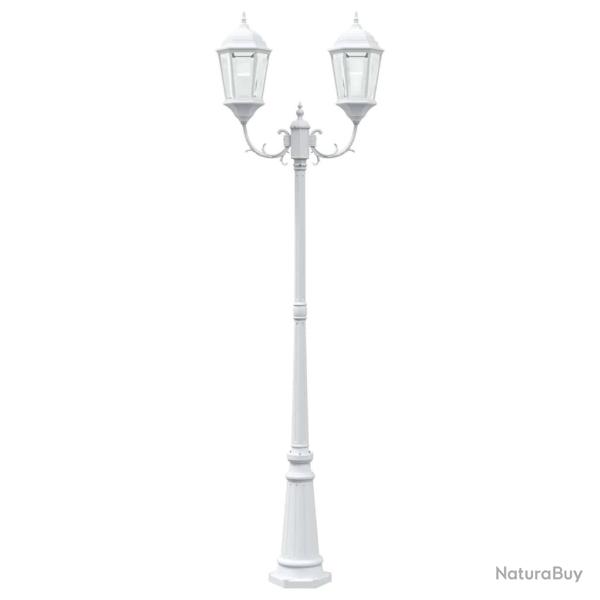 Poteau de lumi�re de jardin 2 lampes E27 Blanc 235 cm Aluminium