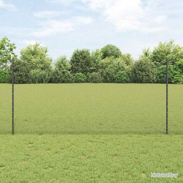 Cl�ture en Fil Soud� avec 22 Poteaux U Grise 1,2x25 m Acier