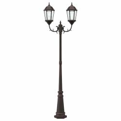 Lampadaire de jardin 2 lampes E27 Bronze 235 cm Aluminium